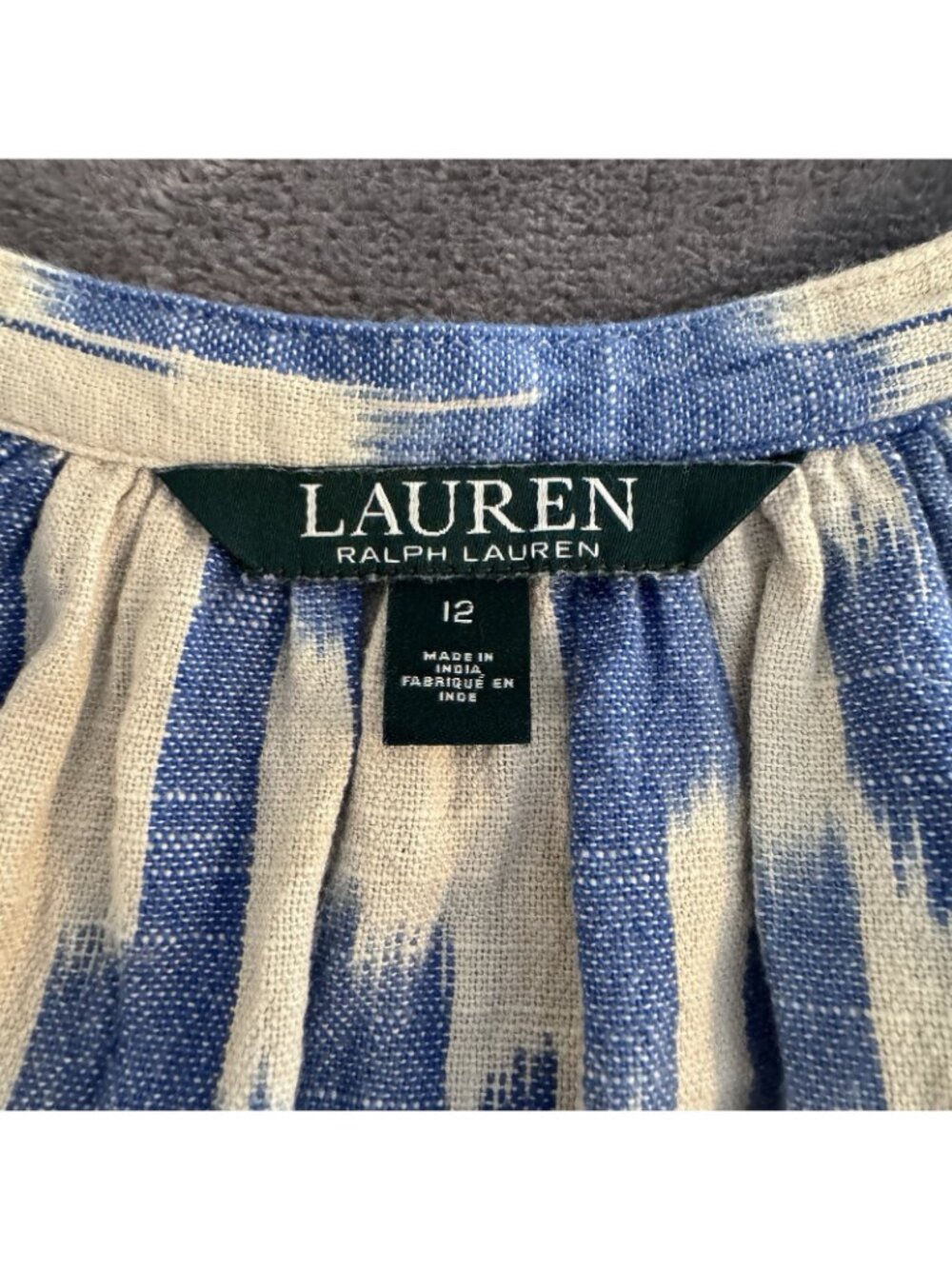 Lauren Ralph Lauren Ikat Boho Sheath Dress W/Pockets Size 12 Coastal Beach - Picture 7 of 11